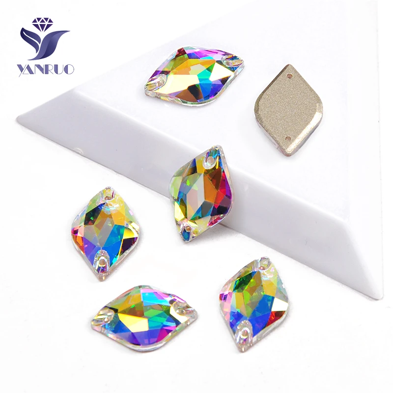 

YANRUO 3211 Lemon AB Flat Back Sew On Glass Strass Craft Rhinestones Sewing Crystals Stones For Needlework