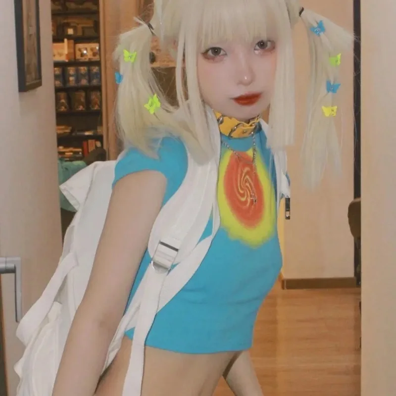 Тонкая футболка Y2K в стиле Харадзюку для отеля милая и привлекательная