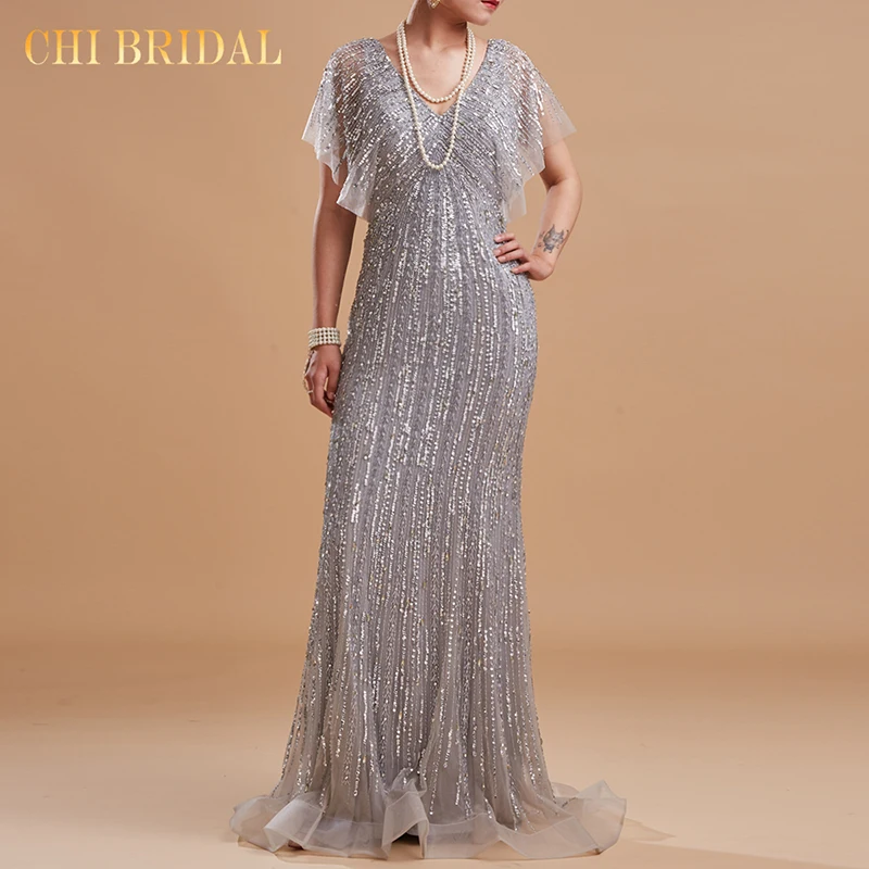 

Ladies Fashion Dress V-neck Halter Formal Banquet Evening Dress Long Mopping Round Neck Short Sleeve Prom Dress