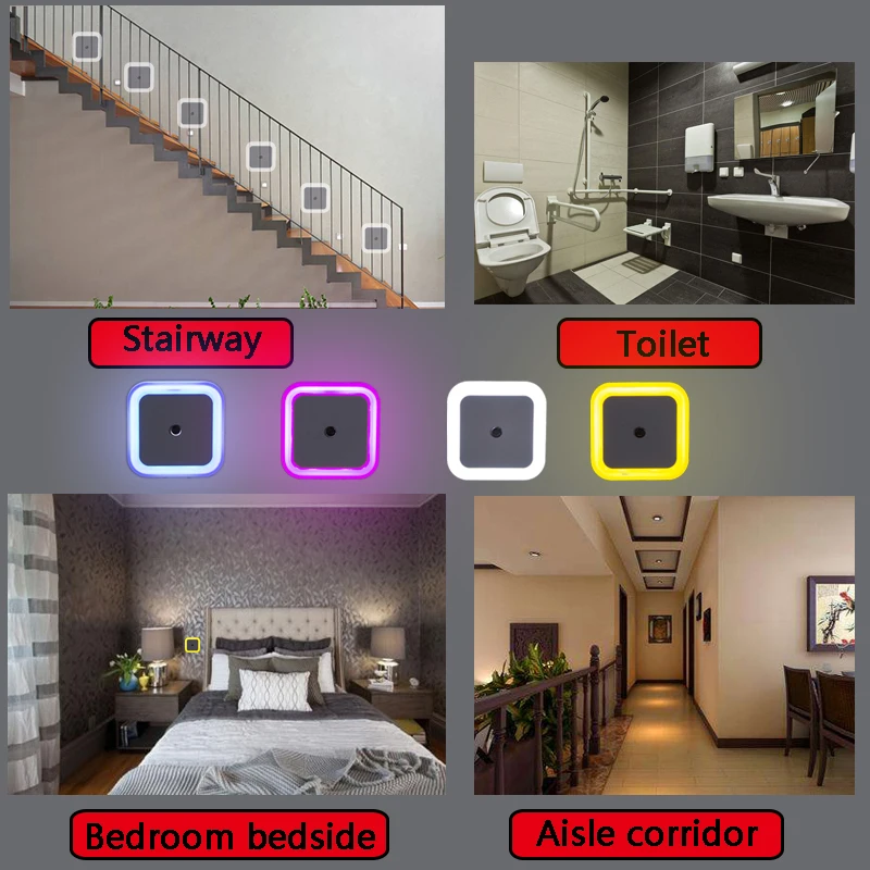 Светильник с датчиком PIR светодиодный ночник лестница туалет коридор светильник