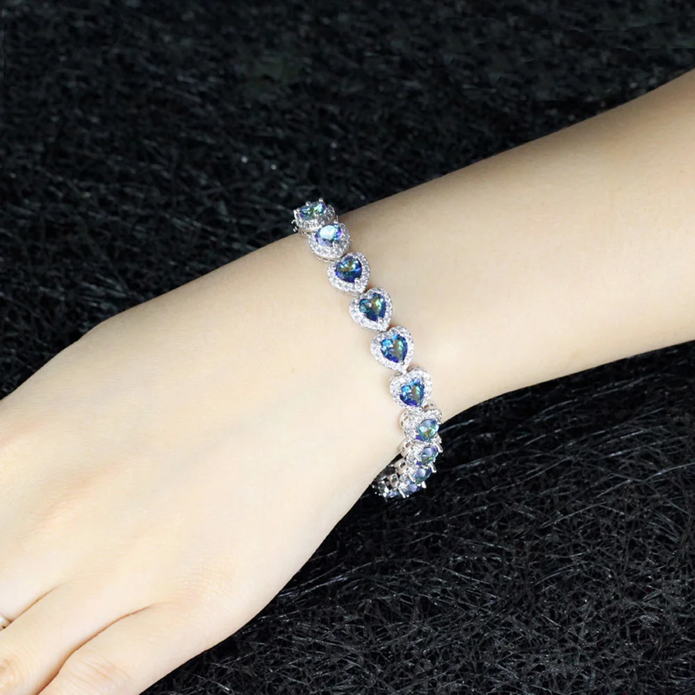 Женский браслет цепочка с кристаллами в форме сердца|bracelets for|sterling silver bracelet925 sterling