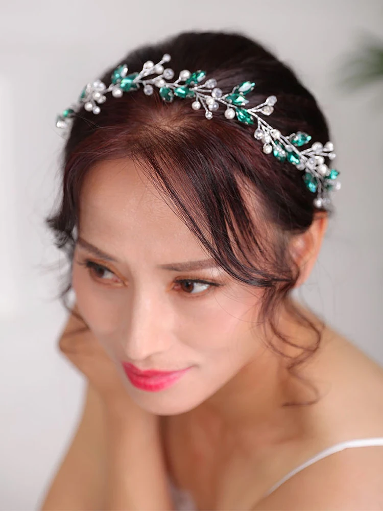 Богемная резинка для волос зеленые украшения стразы головные уборы с