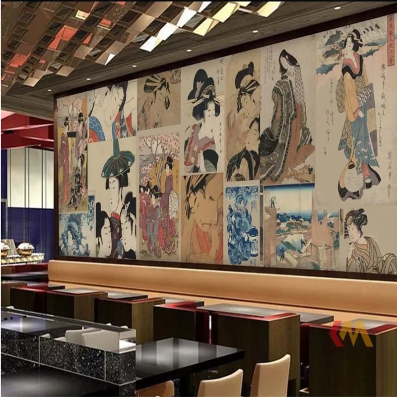 Ukiyo e Женская настенная бумага для японской кухни суши ресторан промышленный