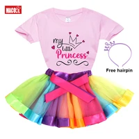 girl color cartoon printing shirt set girls dress sets princess girl set the birthday girl dress party 2pc light dresst shirt