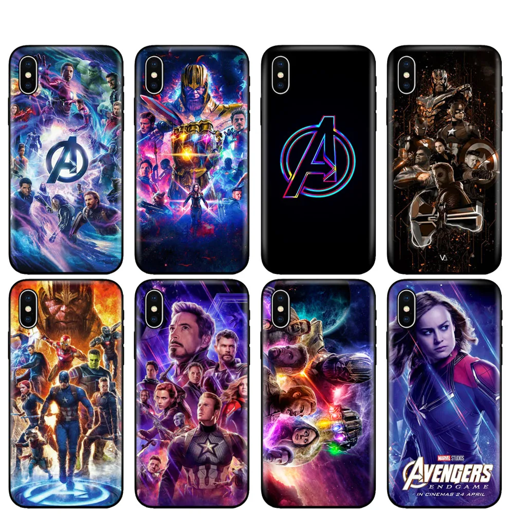 Черный ТПУ чехол для iphone 5 5s se 6 6s 7 8 plus x 10 силиконовый XR XS MAX Мстители Endgame комиксы