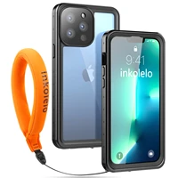 inkolelo iphone 13 pro max waterproof case built in screen ip68 full sealed shockproof cover for summer swimming diving black