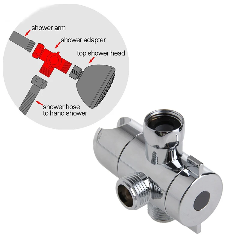 

3-Way Shower Head Diverter Mount Combo Shower Arm Mounted Valve Fix Bracket New