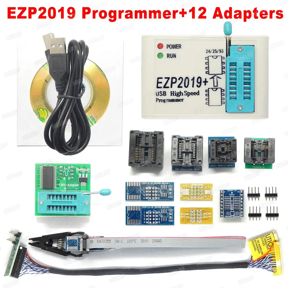 12 Adapters EZP2019 высокоскоростной USB SPI программист лучше, чем EZP2013 EZP2010 2011 поддержка 24 25 93 EEPROM флэш-биос - Цвет: 12 Adapters