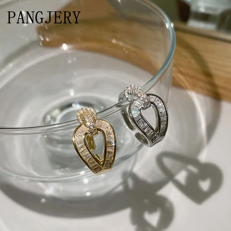

Женское кольцо с инкрустированным цирконием PANGJERY, открытое из серебра 925 пробы, Ювелирное Украшение для юбилея, Пряжка подковы