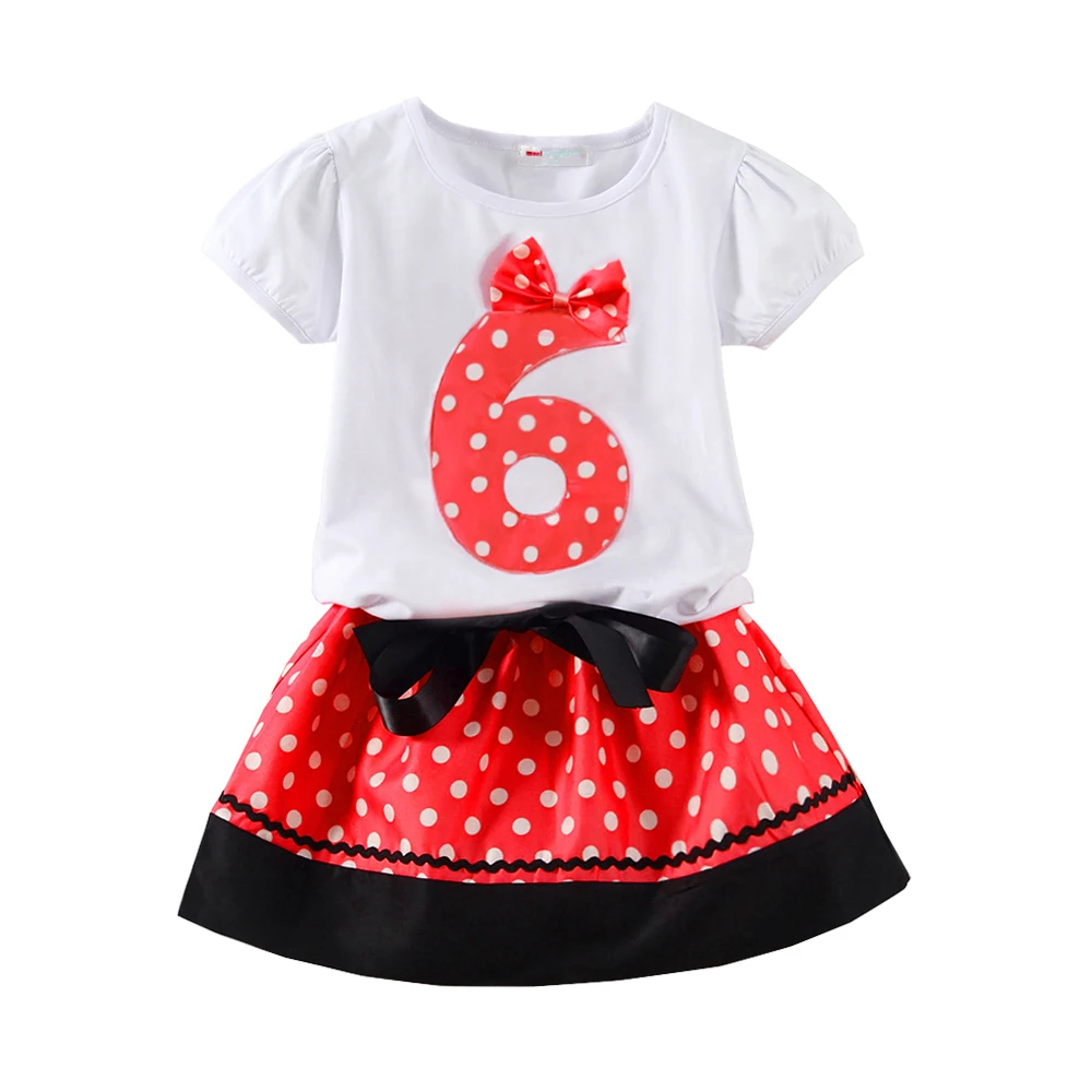 LittleSpring/Одежда для девочек на день рождения Хлопковая летняя одежда в горошек с