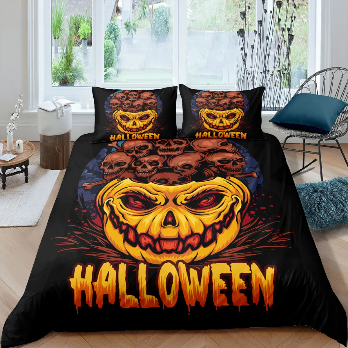 Домашний роскошный 3d комплект постельного белья в виде скелета на Хэллоуин