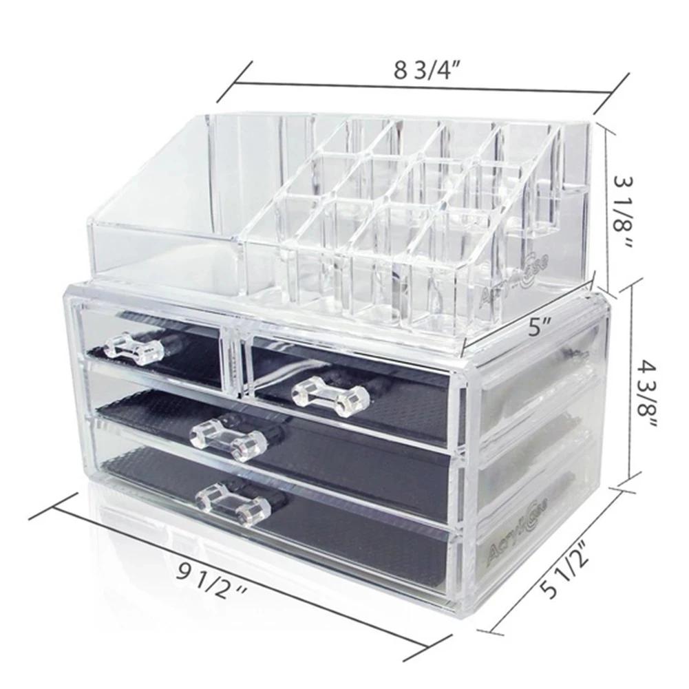 

Desktop Makeup Organizer Jewelry Cosmetic Drawer Storage Box Transparent Holder