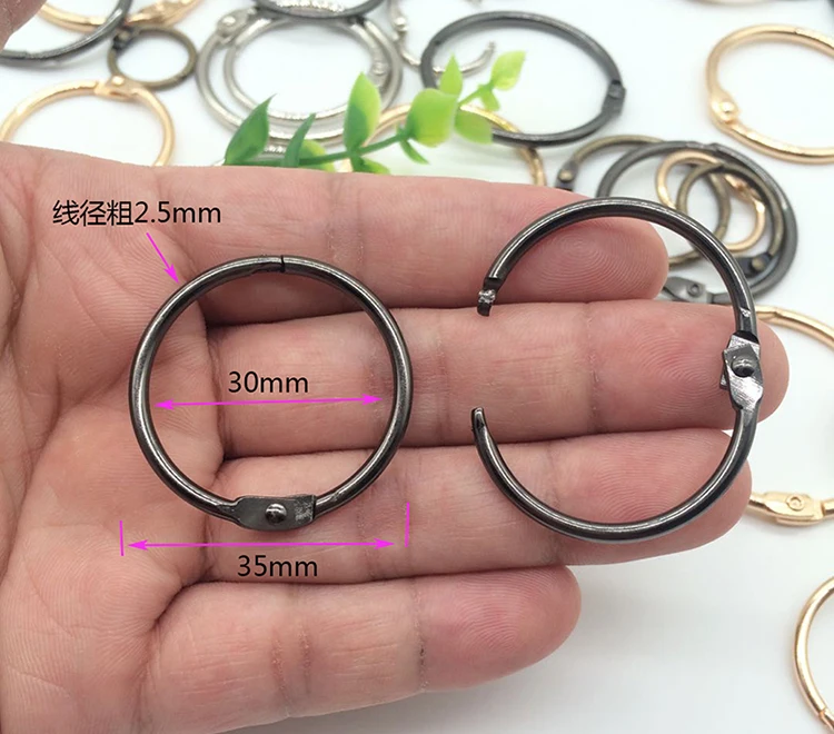 30mm light black 5 шт. металлические кольца для ноутбуков, Золотое шарнирное кольцо, Школьное свободное кольцо с листьями, кольцевые обручи для скрапбукинга, альбом, Офисная прищепка, кольцо - Цвет: 30mm light black