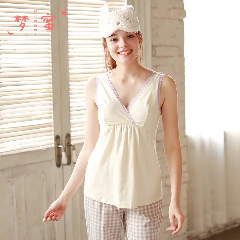 Хлопковый жилет для беременных с милыми макаронами топы кормящих мам Одежда