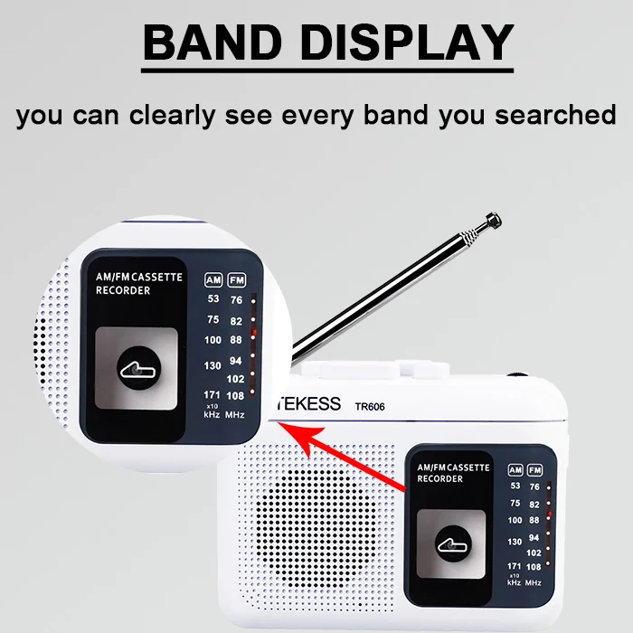 Retekess TR606 2 Band FM/AM портативное радио с воспроизведением кассеты Диктофон поддержка Встроенный/внешний микрофон Запись