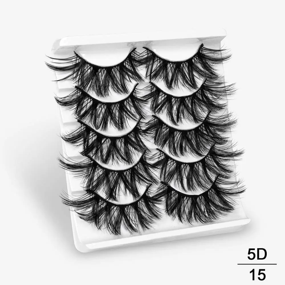 2/5 пар 3D искусственным мехом норки, накладные ресницы в естественном стиле/толстые длинные ресницы тонкими макияж Красота клей для наращивания ресниц инструменты для макияжа бровей - Цвет: 5D15