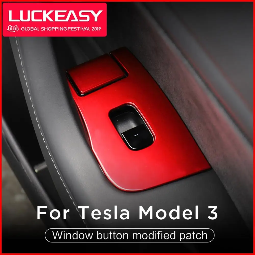 LUCKEASY окна автомобиля кнопки изменение ABS патч для Tesla модель 3- самолет версия Красный Белый подъюбник 6 шт./компл