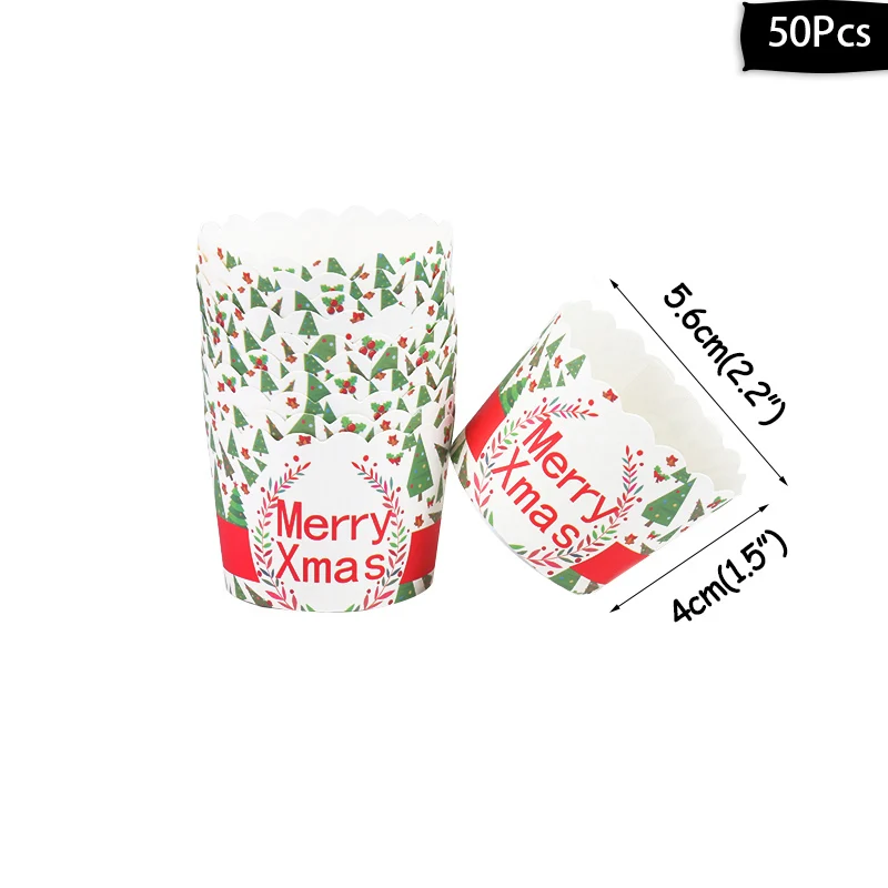 50pcs cupcake-B WEIGAO милый олень дерево Подарочная коробка конфеты сумки Счастливого Рождества пакет для печенья на год рождественские вечерние подарочные пакеты пластиковые пакеты - Цвет: 50pcs cupcake-B