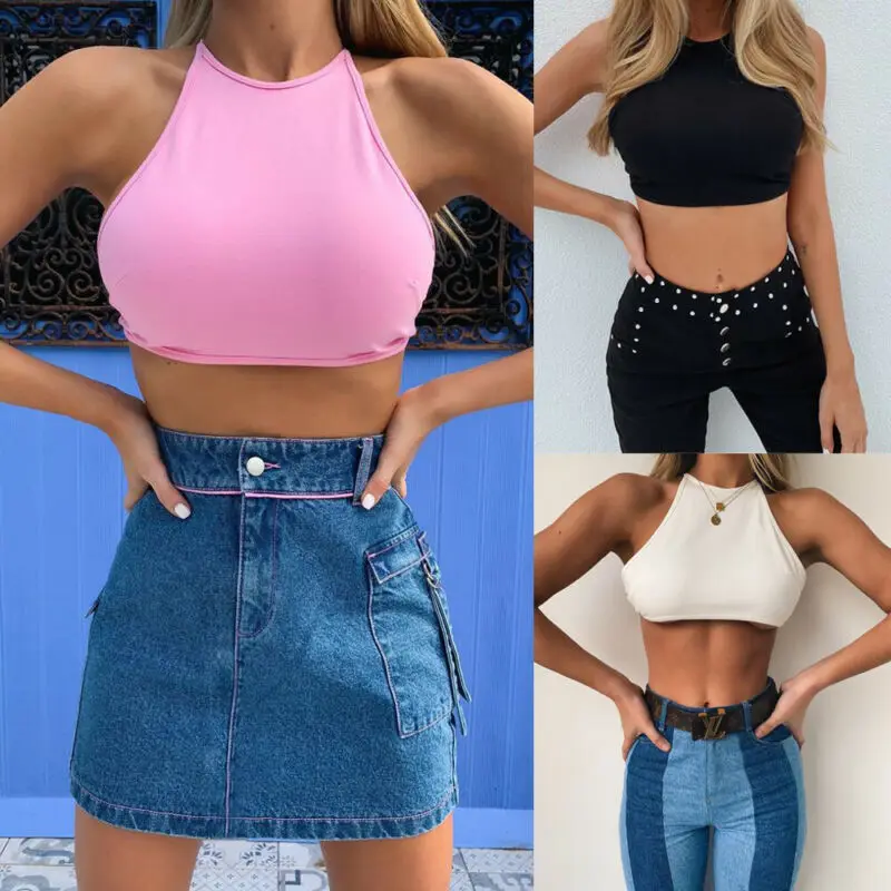 Женский сексуальный жилет с лямкой через шею базовые однотонные топы без рукавов