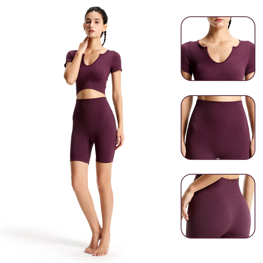 2-Piece Bra Shorts Yoga Seamless Fitness Suit High Elasticity Women's Gym Set Hip Push Up Squat Woman Clothes Yoga Set Tracksuit