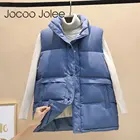 Женские повседневные куртки Jocoo Jolee без рукавов, Свободный жилет в Корейском стиле Харадзюку, зимние теплые пуховые жилеты с хлопковой подкладкой, парки