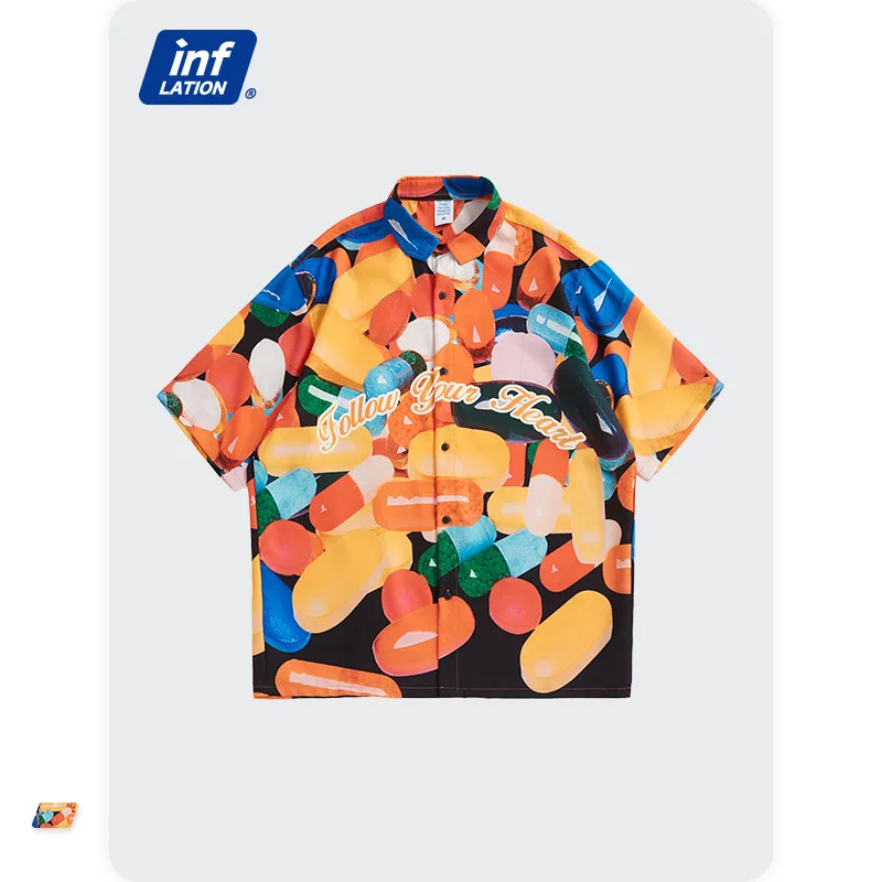 

Summer Letter Print Shirt Men's Japanese Hip Hop Loose Short Sleeve Casual Wear Harajuku Streetwear Oversize Couple Shirts Tops