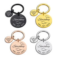 personalized keychain customized pet name number tag keychains for pet dog cat collar id tags necklace collar pet accessories
