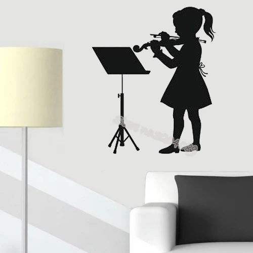 Милая девушка играющая скрипку музыка школьная настенная наклейка декор для