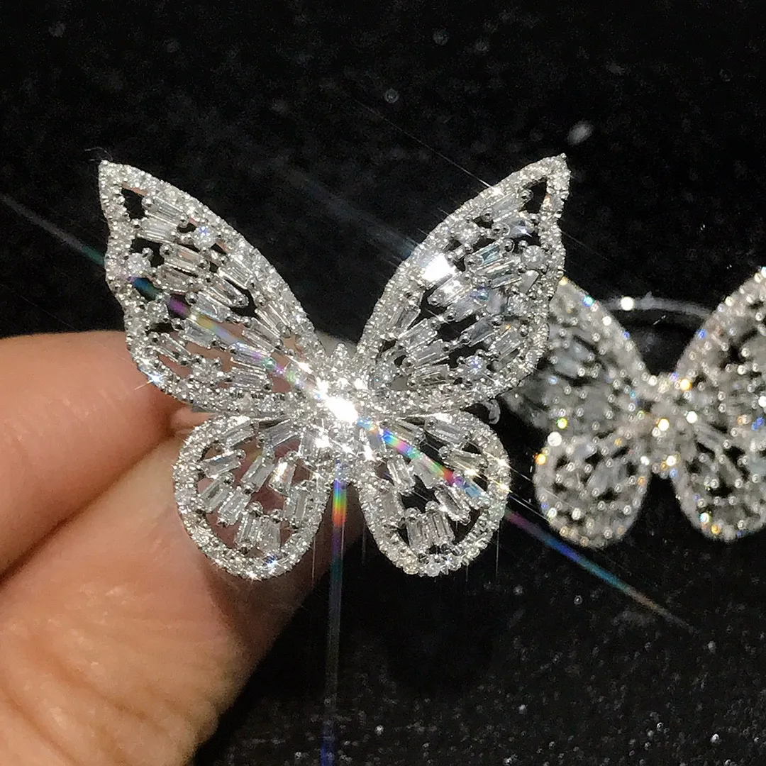 

18K White Butterfly Diamond Ring Gold Solid Jewelry(AU750)Women Real Natural Diamond Wedding Rings Fine Jewelry Customize Lady