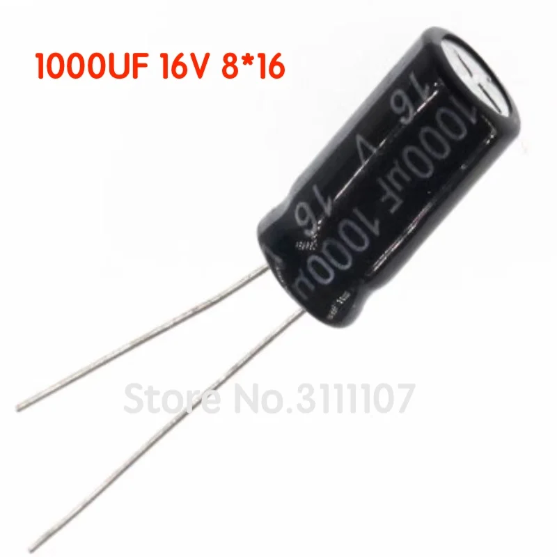 

20PCS/LOT 1000UF 16V 8*16 Aluminum electrolytic capacitor Electrolytic Capacitor 16V 1000UF DIP 100%NEW