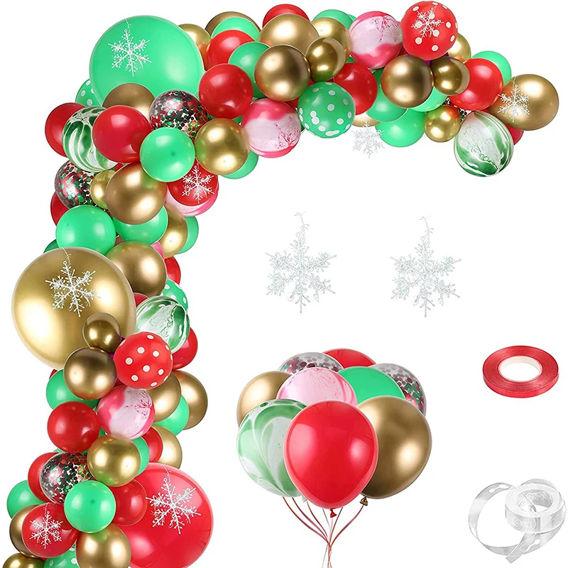 Copo de nieve falso, decoraci&oacute;n de Feliz Navidad, globo de Navidad, arco, Kit de copo de nieve, globo de l&aacute;tex, decoraci&oacute;n para fiesta de a&ntilde;o nuevo y Navidad-3