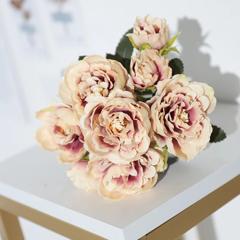 

Pink Silk Artificial Flowers Peony Bouquet for Studio Living Room Dercor Fake Flowers Decoration for Home Wedding Arrangement