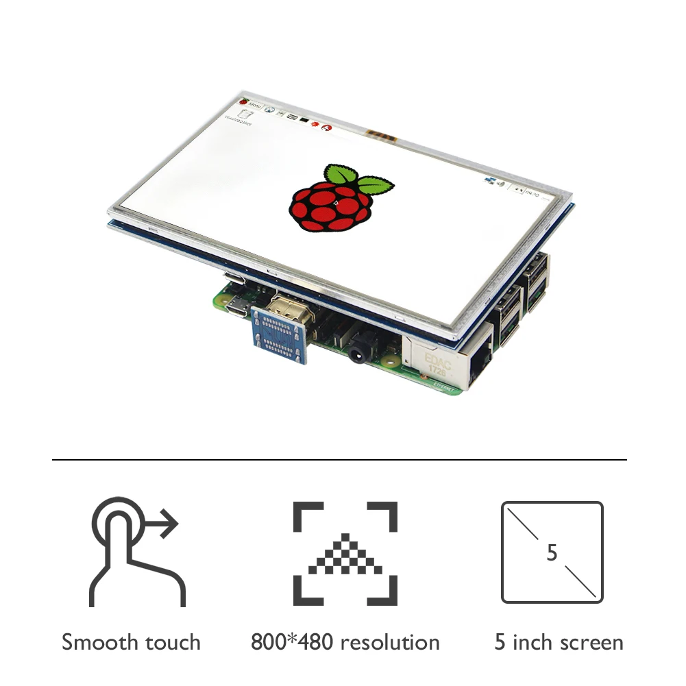 

5 inch LCD 800X480 Touch Screen Demo Board Display Monitor HDMI-Compatible Module Kit Replacement for Raspberry Pi 4B/3B+
