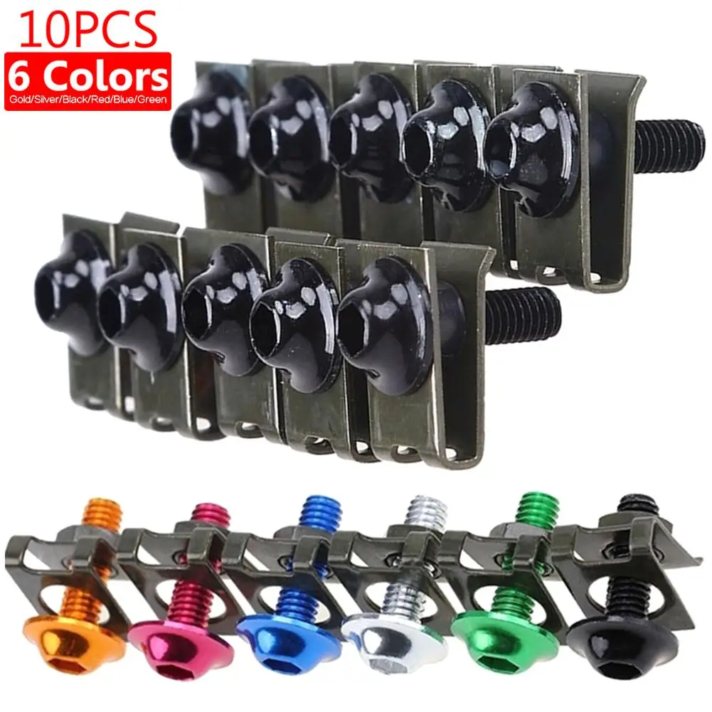 

50% HOT SALES!!!10Pcs M5 Motorcycle Aluminium Alloy Bolts Speed Fastener Clips Screw Spring Nuts