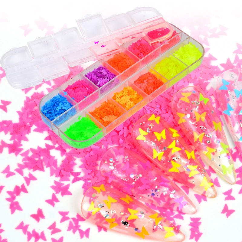 

3D бабочка круглая форма ломтик блёстки для ногтей хлопья голографический переливающийся блеск украшение для ногтей красочный маникюр