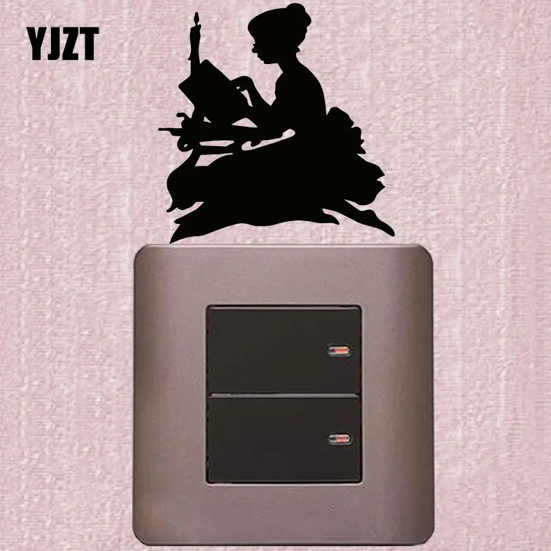 

YJZT Candle Girl Reading Wall Sticker Home Decor Vinyl Switch Decal 8SS-2642