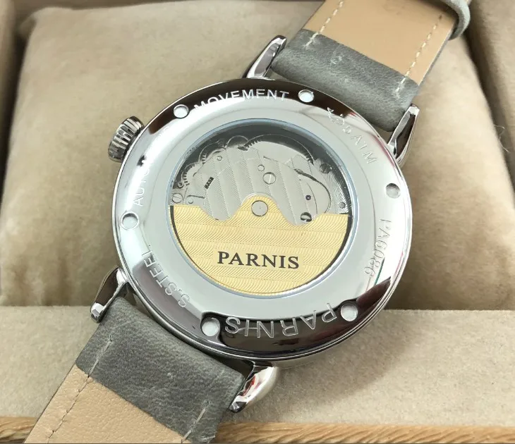 Новый PARNIS 42 мм GMT автоматический самоветер движение Мужские часы Авто Дата