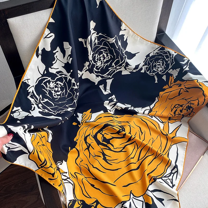 

Luxury Handkerchief Scarf Women Twill Satin Silk Feeling Square Hair Wrapping Foulard Satin Shawl Big Size Head Bandana Hijab