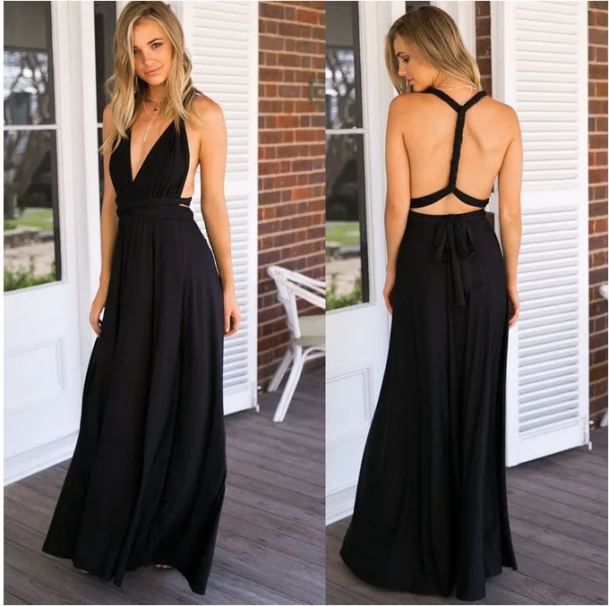 

Ladies sexy long backless multi-way maxi dresses for wedding bridesmaid dress