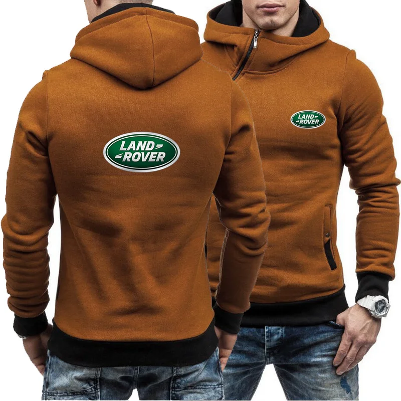 

Land Rover 2021New Men's Fashion Solid Color Long-Sleeved Hooded Pullover Sweater Oblique Zipper Hoodie Spring Autumn High Quali