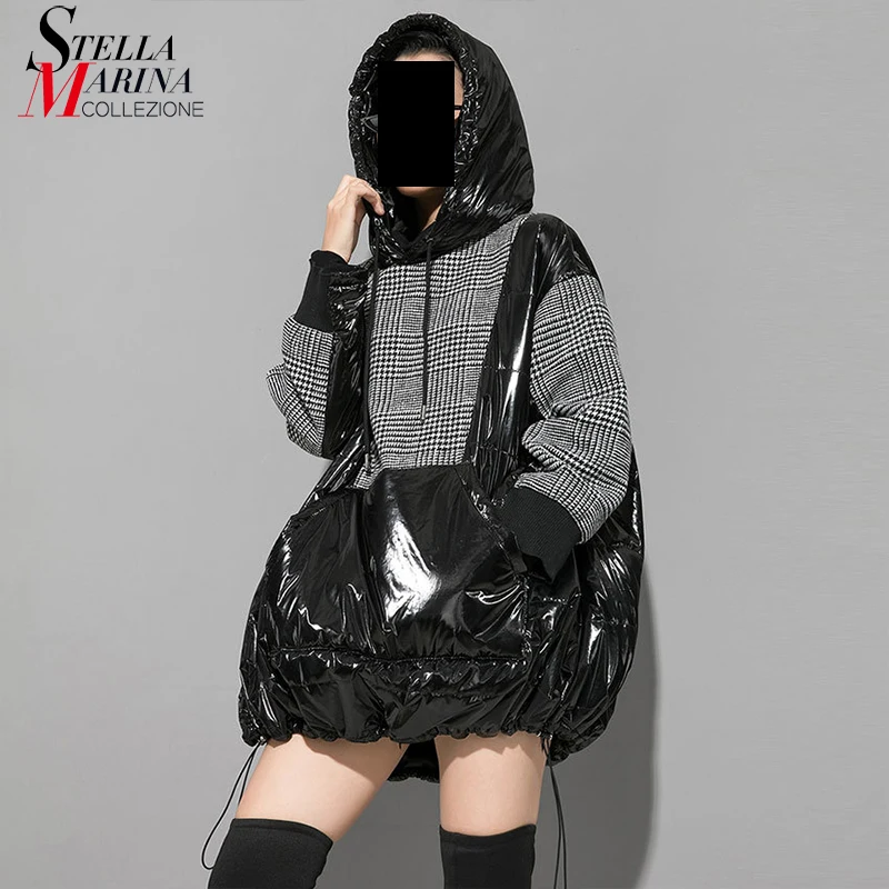 Новинка 2019 корейский стиль женская черная толстовка с капюшоном и карманом в