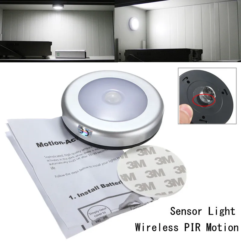 

LED Night Light Indoor Lighting Fashion 6LED Wireless PIR Motion Sensor Light Cabinet Wall Lamp Battery Powered Auto On/Off