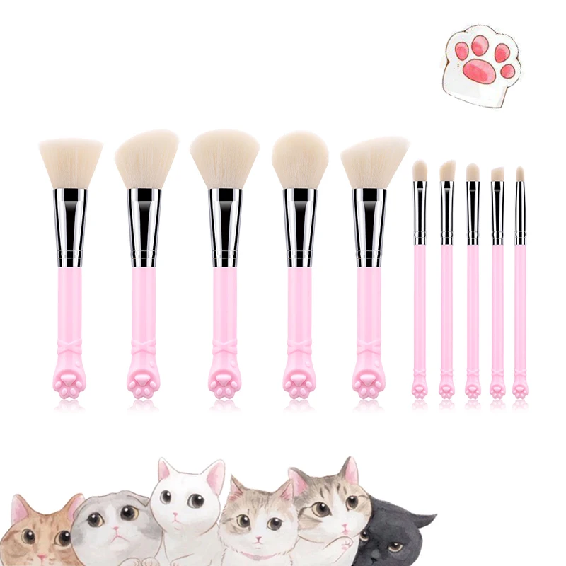 Кошачий коготь кисти для макияжа разных форм 10 шт. набор кистей милый каваи