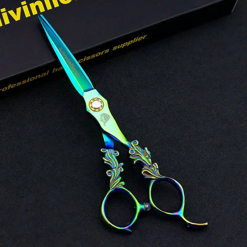 6 дюймов univinlions Rainbow 440C Профессиональные Парикмахерские ножницы Парикмахерские стрижки Парикмахерские ножницы японские ножницы для стрижки волос