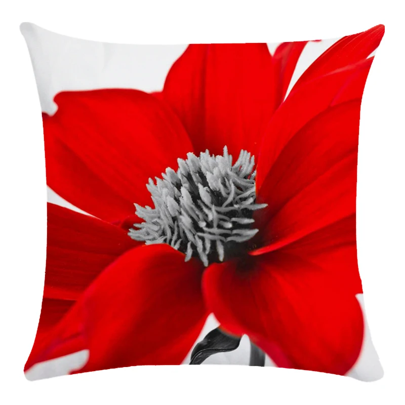 Цветной цветочный Чехол на подушку синий фиолетовый красный мультяшный Декор