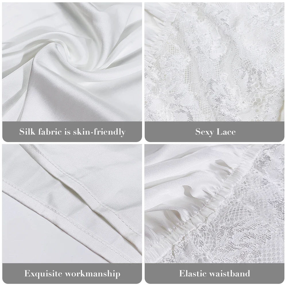 Белая сексуальная женская пижама ночная рубашка с высоким разрезом и тонкими