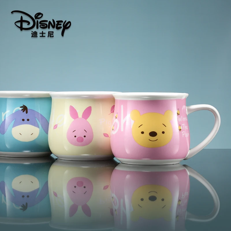 Disney керамическая чашка с крышкой ложкой для воды милая детская мультяшная Винни