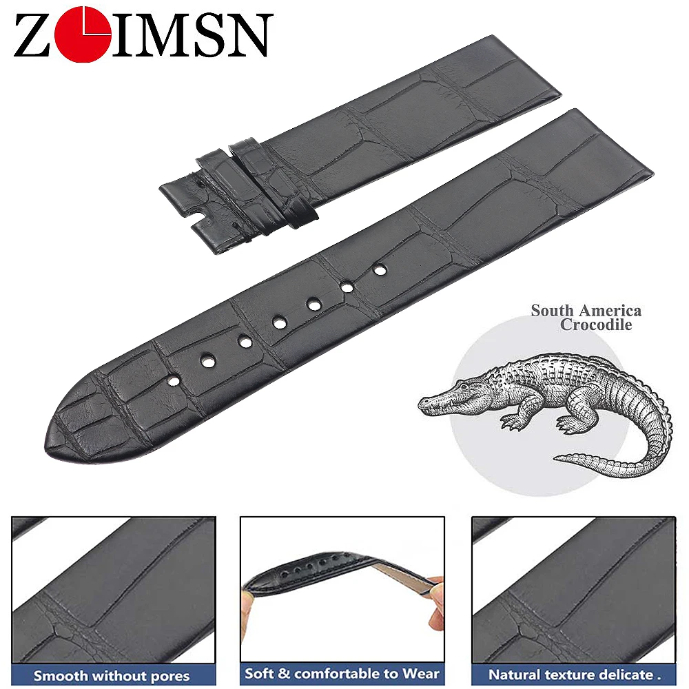 ZLIMSN Genuine Crocodile leather Watch Band Thin 16mm for Chopin Providing Private Customization Service Alligator Strap | Наручные часы