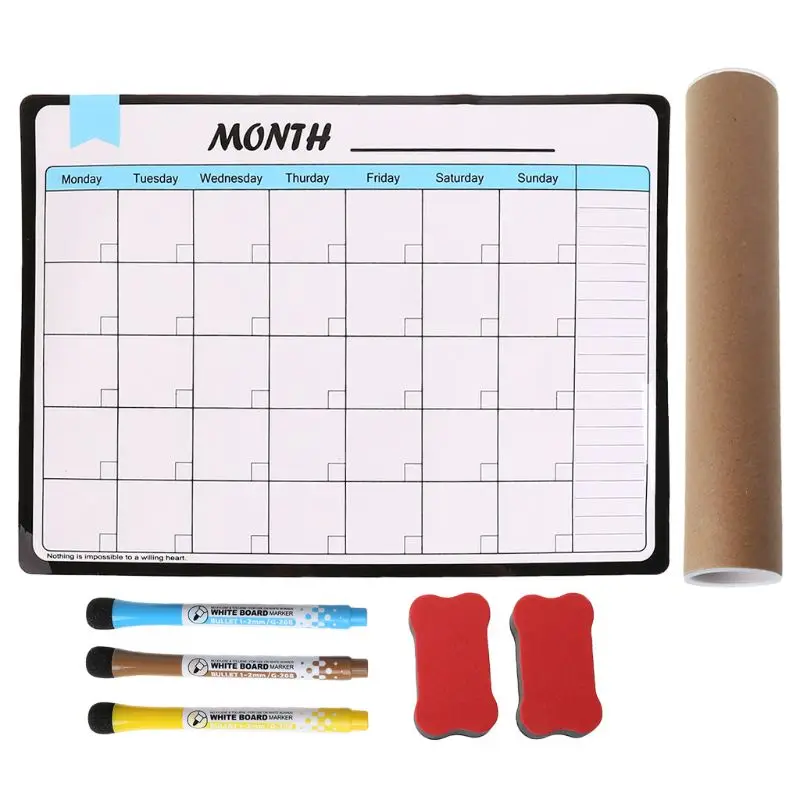 

Monthly Planner Soft Magnetic Whiteboard Fridge Magnets Drawing Message Memo Pad