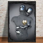 Абстрактная статуя Романтический влюбленный сердце металлическая скульптура холст живопись искусство стены картина для гостиной